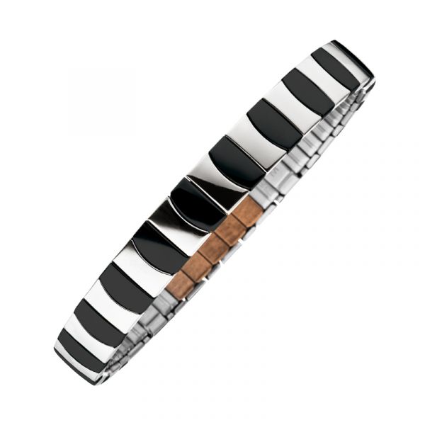 Bracelet flexi bicolore couleur argent/noir