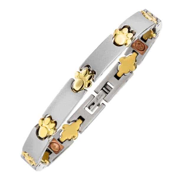 Paw link bracelet with zirconias