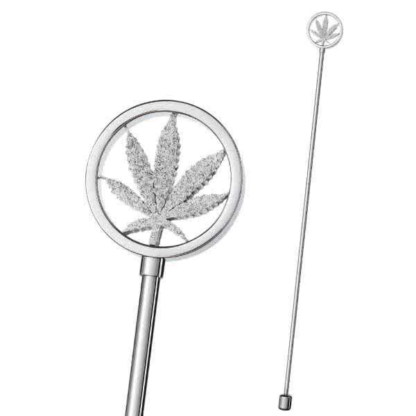 Magnetic water stick long with hemp leaf with diamond effect and cut-out look