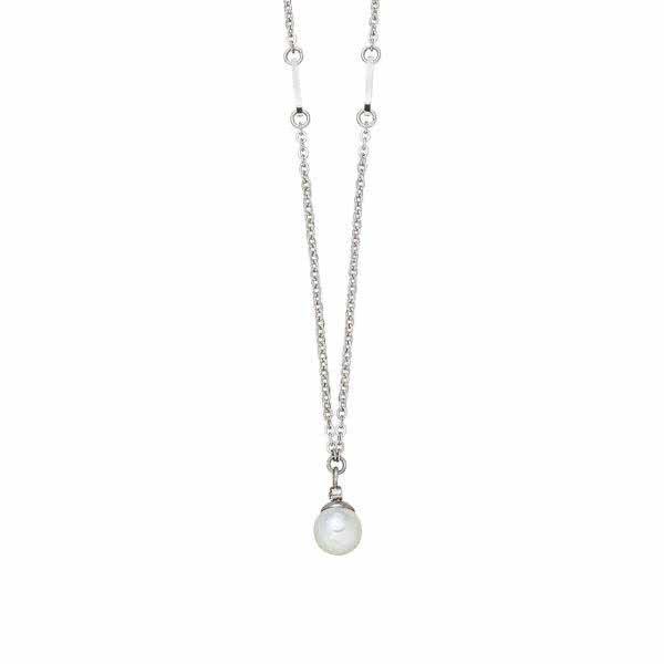 Magnetic chain stainless steel with white artificial pearl
