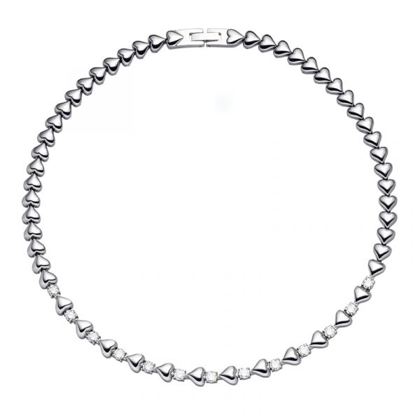 Magnetcollier Herz an Herz mit funkelnden Zirkonia und Kupferelementen