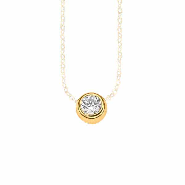 Necklace pendant gold-coloured with cubic zirconia Glitz