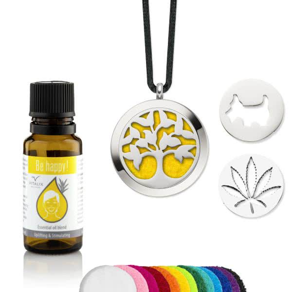 A fragrant ensemble: Scented pendant 30mm & Be Happy