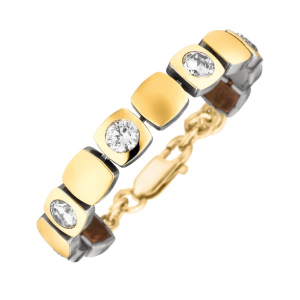 Magnet-Armband Cubic-Design matt/glänzend goldfarben