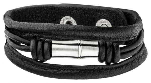 Magnetarmband Lederband schwarz im trendigen Bambus-Design