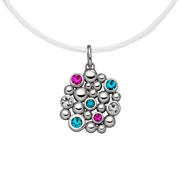 Magnetic pendant bubbles with crystals