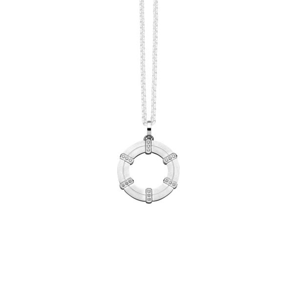 Magnetic pendant Classic large stainless steel with sparkling cubic zirconia