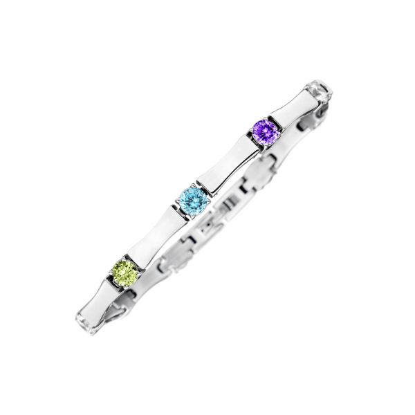 Link bracelet with magnets and coloured zirconia