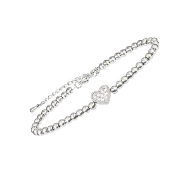 Bracelet „cœur“ à boules avec aimants et pierres de zirconium