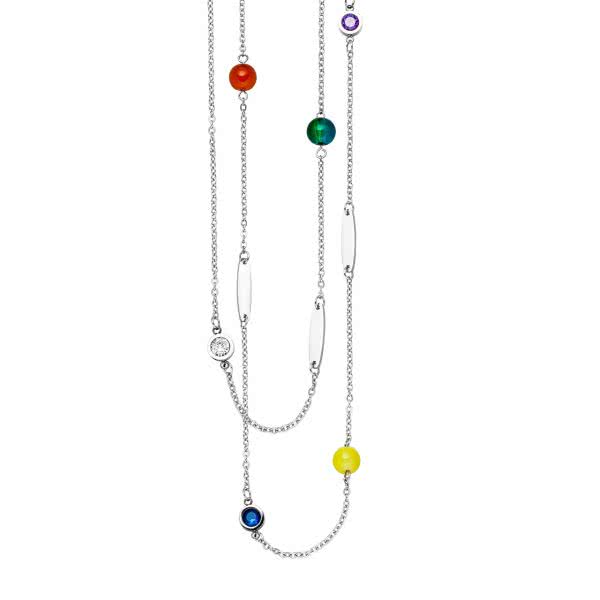 Halskette mit Zirkonia und Glaskristallperlen
