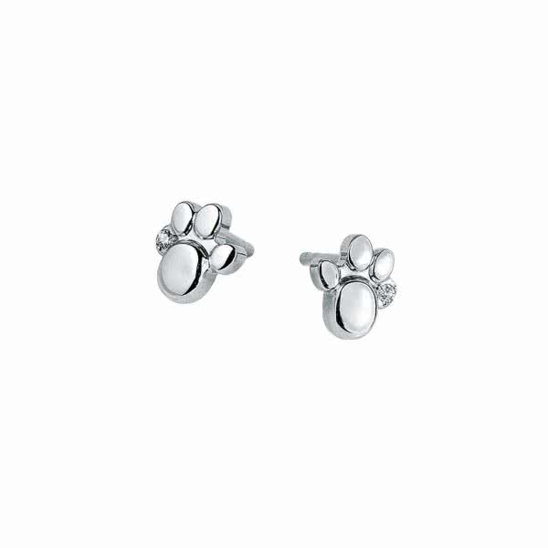 Paw stud earrings with cubic zirconias