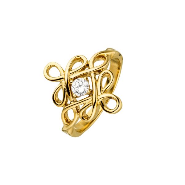 Magnetring Keltischer Knoten, goldfarben, mit Zirkonia
