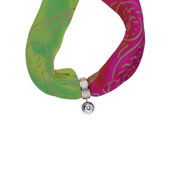 Fashion-Set: silk scarf + clip with pendant