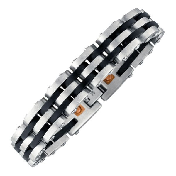 Magnetarmband Black Stripes Herrenarmband 13,5 mm breit