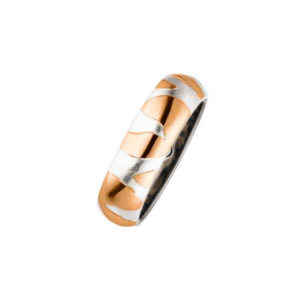 Magnetic ring rose gold coloured in bicolor look and animal design