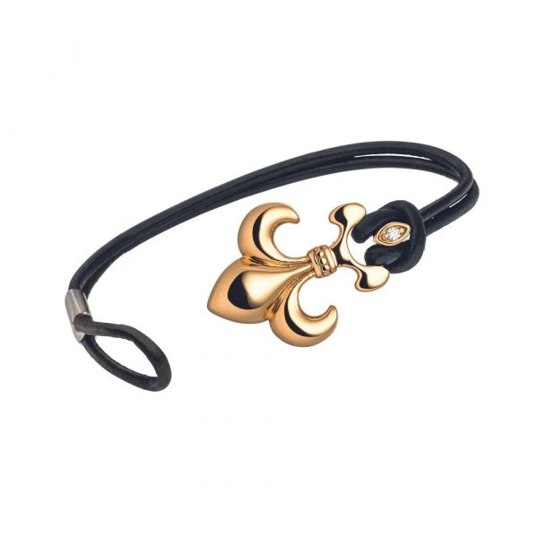 Leather bracelet with Fleur-de-Lys centre element