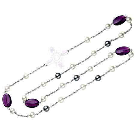 Halskette Coloured Stone, violett, grau, weiß