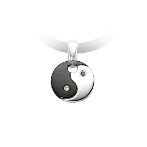Yin & Yang necklace pendant with cubic zirconia