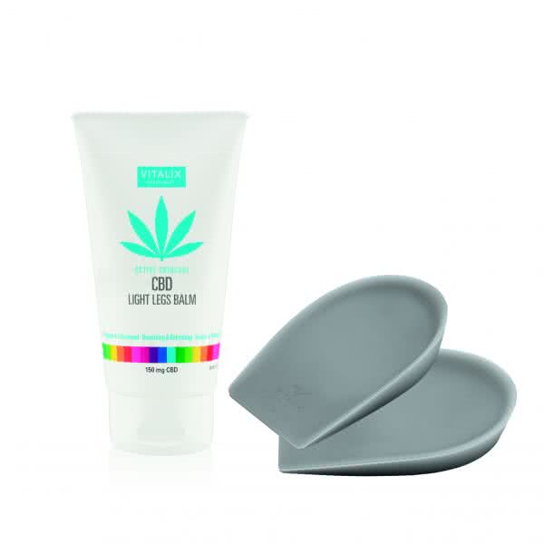 Magnet Fersensohle mit Negativ-Ionen aus Silikon und CBD Light Legs Balm