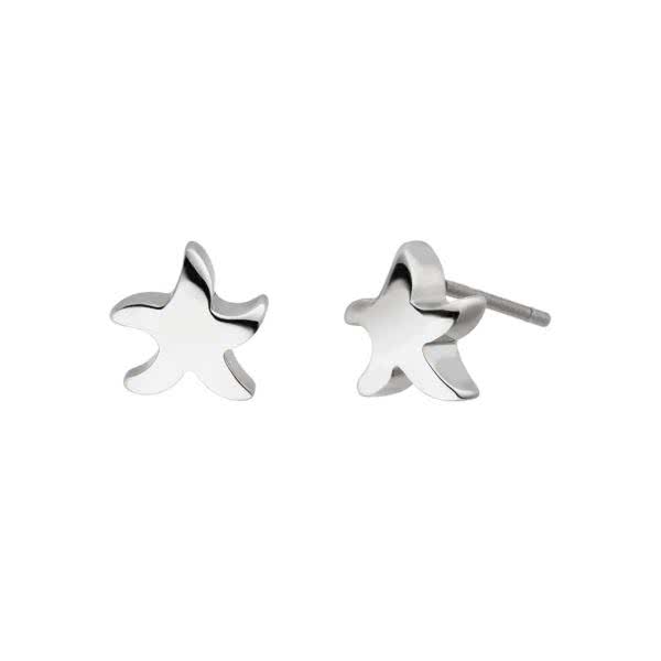 Magnetic earrings "Starfish" silver high gloss polished