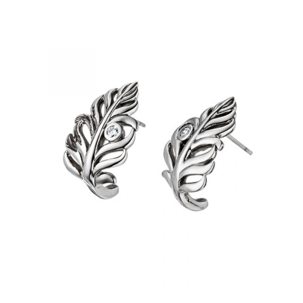Feather stud earrings stainless steel