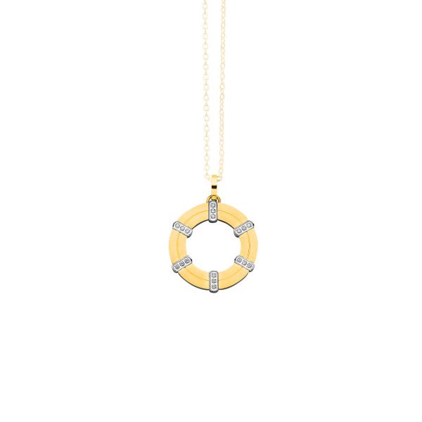 Magnetic pendant classic bicolour large with sparkling cubic zirconia