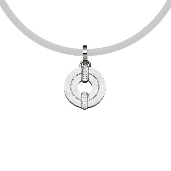 Magnetic pendant Classic small stainless steel with sparkling cubic zirconia
