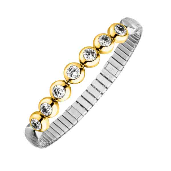 Bracelet magnétique Flexi avec zircone plaqué or-ion et poli brillant.